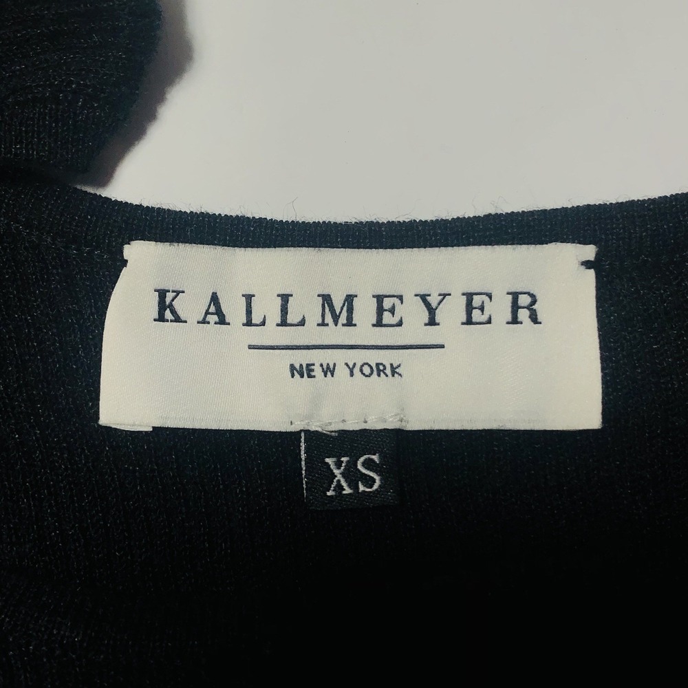 KALLMEYER Womens XS Luxury Black Shirt Top Knit Short Sleeve Scoop Linen Stretch - Picture 3 of 8
